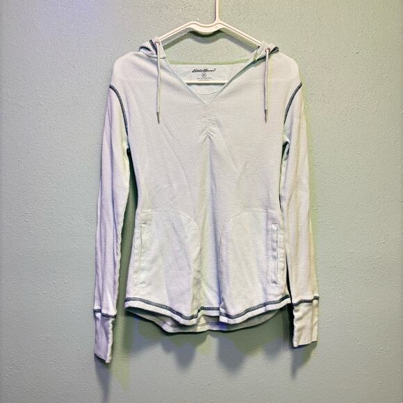 Eddie Bauer Tops - Eddie Bauer Women’s Light Blue Fitted Long Sleeve Hooded Shirt Size M